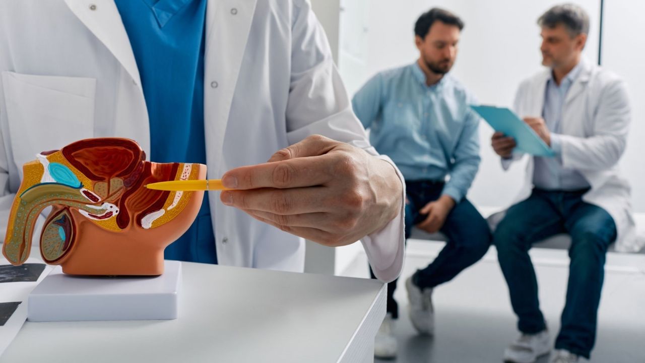 homem com sintomas de câncer de próstata