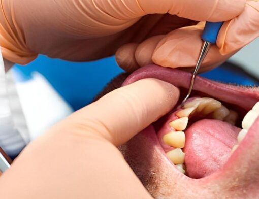 Dentista realizando raspagem em paciente para tratamento da periodontite