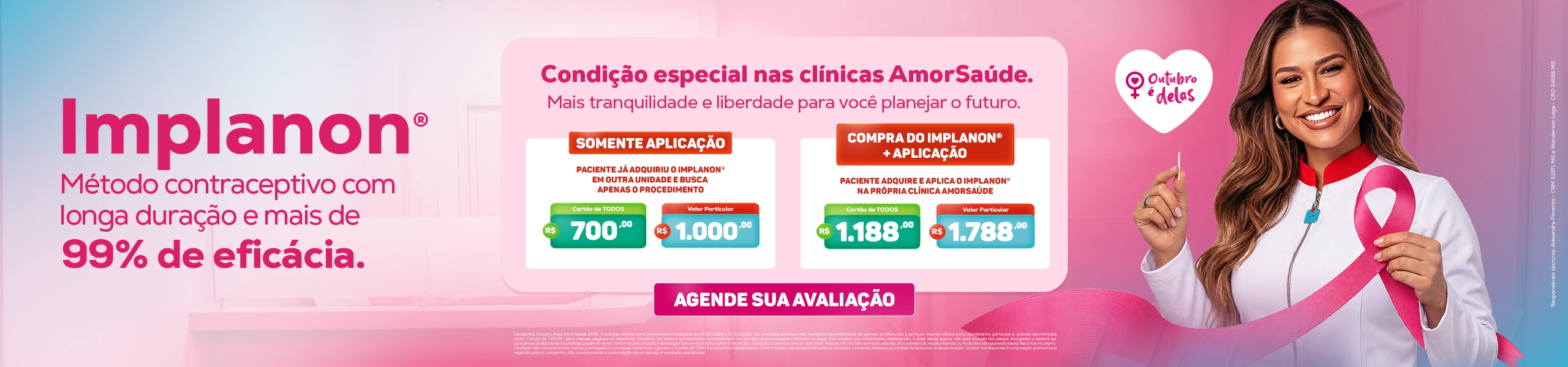 Amor Saúde - Outubro Rosa - Implanon
